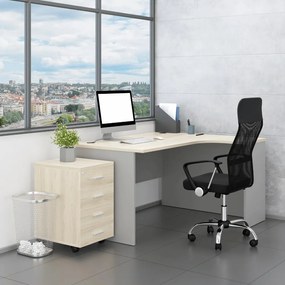 Zostava kancelárskeho nábytku SimpleOffice 2, 140 cm, pravá, dub svetlý / sivá