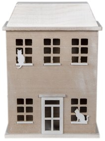 Drevený úložný box v tvare domčeka s mačky - 27*12*39 cm