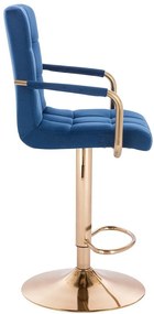 LuxuryForm DESIGN Barová stolička VERONA GOLD VELUR na zlatom tanieri - modrá
