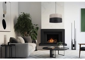 Závesné svietidlo Wood, 1x svetlobéžová dubová dýha/čierne PVC tienidlo, (fi 35cm)