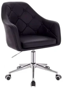 LuxuryForm DESIGN Kreslo ANDORA na strieborné podstave s kolieskami - čierne