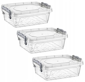 Transparentný úložný box s vekom, UHO, obdĺžnikový nízky box 5l, 30x20x13cm