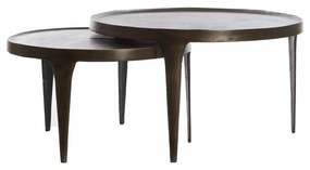 Hnedé okrúhle konferenčné stolíky v súprave 2 ks ø 75 cm Tobias – Light &amp; Living