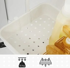 Mobilný vozík na kolieskach s 3 úložnými policami, s rukoväťou, biely