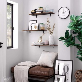 Súprava nástenných políc, sada 2 ks, 60 x 20 x 7 cm, hnedá a čierna