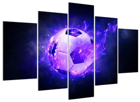 Obraz futbalovej lopty v modrom ohni (150x105 cm)