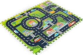 IPLAY penová podložka puzzle pre deti – mesto, cesty 114×86 cm, 12 dielikov, EVA