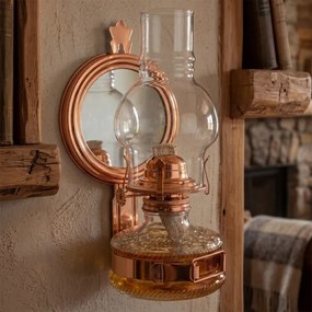 Brilagi - Petrolejová lampa so zrkadlom MERLIN medená/patina