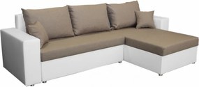 Rohová sedacia súprava Samba II, biela ekokoža/béžová látka
