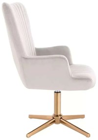 LuxuryForm DESIGN Kreslo AMADEO VELUR na zlatom kríži - svetlo šedá