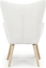 Kreslo biele bouclé s podnožkou AK-319 WT2