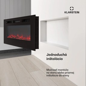 Klarstein Galeras, elektrický nástenný a vstavaný krb, 1800 W, LED, 3 farby, časovač