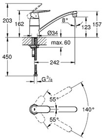 GROHE Eurosmart Cosmopolitan - Páková drezová batéria, chróm 32842000