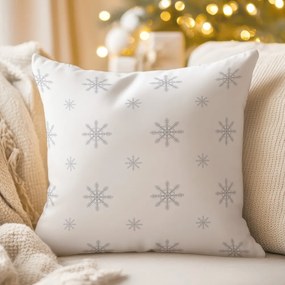 Biante Dekoračná obliečka na vankúš TF-101 Vianočné sivé vločky na bielom 35 x 45 cm