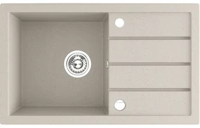 Laveo Trzynastka, 1-komorový granitový drez 790x480x185 mm, béžová, LAV-SBP_411T