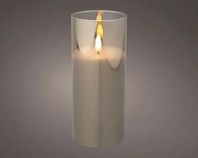 LED sviečka vosková v skle Ø7,5 x 17,5 cm 1 ks dymová sivá