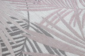 Koberec SISAL SION palmové listy, tropický 2837 ecru / ružový