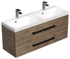 Kúpeľňová skrinka s čiernou úchytkou a umývadlom SAT Cube Way 120x53x40 cm dub Wellington mat CUBE2C120ZDW, 1 ks