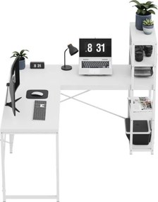 Rohový pracovný stôl s policami Leader 5.9 biely