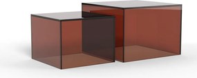 Hnedé sklenené konferenčné stolíky v súprave 2 ks 50x50 cm Dice – Actona
