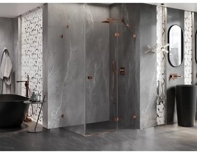 Mexen Lunar, pravostranný výklopný sprchový kút 85 x 80 cm, 8mm číre sklo, profil ružové zlato, 834-085-080-60-00-P
