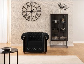 Čierne zamatové kreslo chesterfield York Blik – Ropez