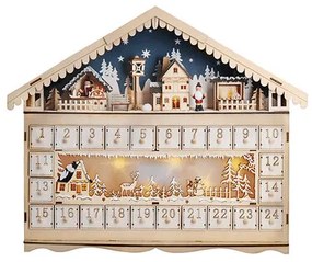 Solight LED adventný kalendár Horská chata, 10x LED, 50 x 40 cm, 2x AA