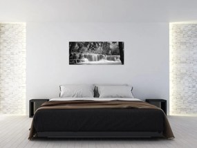 Obraz - Čiernobiely vodopád (120x50 cm)