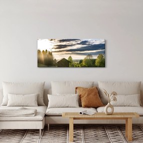 Obraz lesnej chaty (120x50 cm)