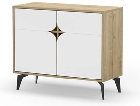 Skrinka v dekore duba v bielo-prírodnej farbe 95x79 cm Nola – Marckeric