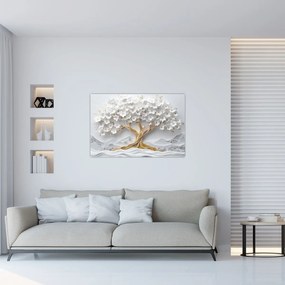 Obraz – 3D elegantný strom života plný kvetov (90x60 cm)
