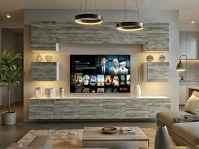 Obývacia stena Belini Premium Full Version šedý antracit Glamour Wood+ LED osvetlenie Nexum 49