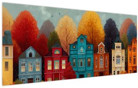 Obraz - Maľované jesenné mesto (120x50 cm)