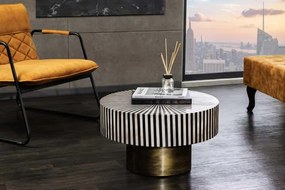Elegantný konferenčný stolík HARMONY NATURE 60 cm, okrúhly, čiernobiely