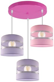 Závesné svietidlo Elegance, 3x textilné tienidlo (mix 8 farieb), (výber zo 4 farieb konštrukcie), o