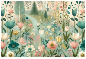 Samolepiaca tapeta pastelová kvetinová lúka