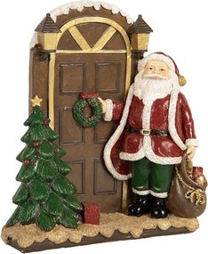 Červená vianočná dekorácia Santa Claus pri dverách - 18*7*20 cm