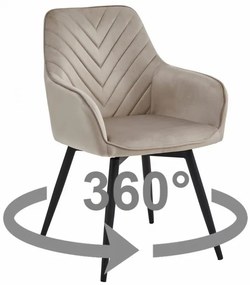 Set dvoch jedálenských otočných stoličiek NANA360 zamatové, tmavobéžové (čierne nohy) 2 ks