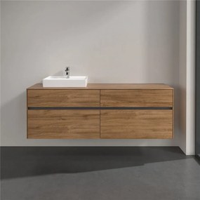 VILLEROY &amp; BOCH Collaro závesná skrinka pod umývadlo na dosku (umývadlo vľavo), 4 zásuvky, 1600 x 500 x 548 mm, Oak Kansas, C07800RH