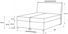 Dizajnová posteľ FIZA - 180x200, modrá + topper ZDARMA