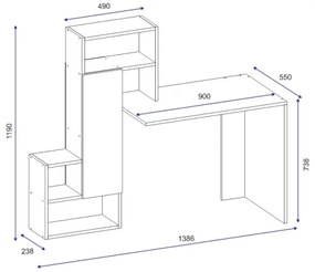 Pracovný stôl s policou IRMAK 119x138,6 cm biela
