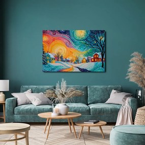 Vianočný obraz zimná rozprávka zasneženej dediny