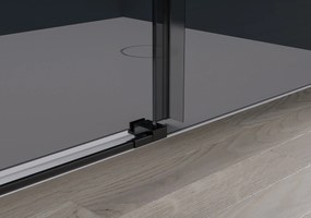 Cerano Santoro, sprchovací kút s posuvnými dverami 120(dvere) x 80(stena) x 195 cm, 6mm šedé sklo, čierny profil, CER-CER-425473