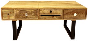 furniture-nabytek.cz - Konferenčný stolík masív kov z dreva mango 110x45x60