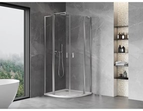 Mexen Mist L, štvrťkruhový sprchový kút s 2-krídlovými dverami, 100 x 100 cm, 8mm číre sklo, chrómový profil, 8A32L-100-100-01-00