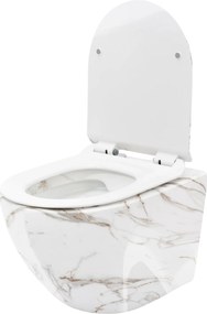 Rea Carlos Slim Lava Shiny, závesná WC misa Rimless 49,5x37x35,5 cm, imitácia kameňa, REA-C0536