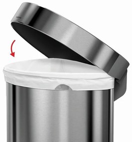 Pologuľatý pedálový kôš 60 l, kartáčovaná oceľ, nerez