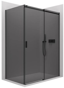 Cerano Santoro, sprchovací kút s posuvnými dverami 140(dvere) x 90(stena) x 195 cm, 6mm šedé sklo, čierny profil, CER-CER-425494