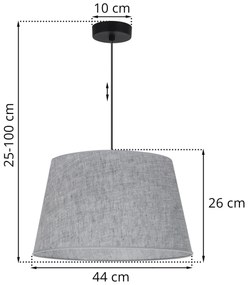 Závesné svietidlo Len, 1x šedé textilné tienidlo, (fi 44 cm), b