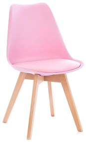Ružová stolička BALI MARK s bukovými nohami
